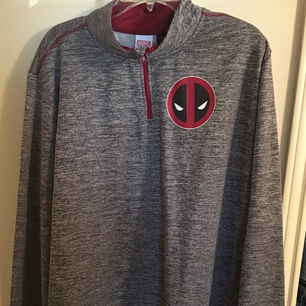 Gray Deadpool long sleeve fleece shirt
